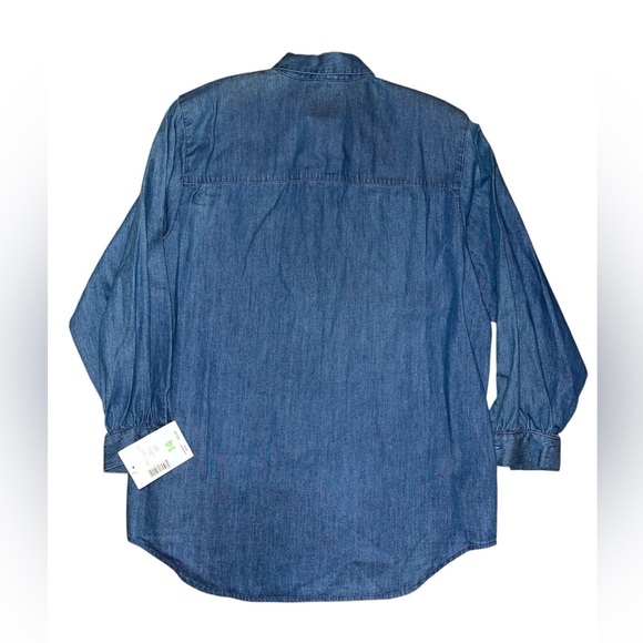 NWT Liz Claiborne Dark Blue Denim Button-Down Shirt Size 14 #265 - Picture 10 of 12